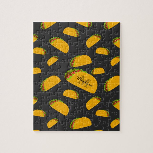 Puzzle Cool et amusant yummy taco motif Monogramme (Vertical)