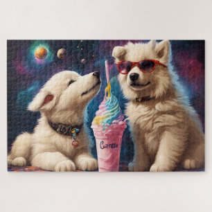 Puzzle Cool Fluffy Puppies planètes milk-shake