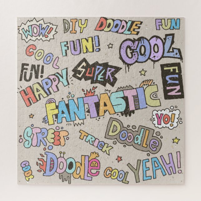 Puzzle Cool Fun Doodle Lettres Vintage (Vertical)