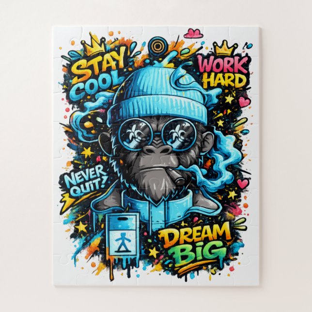 Puzzle Cool Graffiti Gorilla | Street Art Motivation (Vertical)
