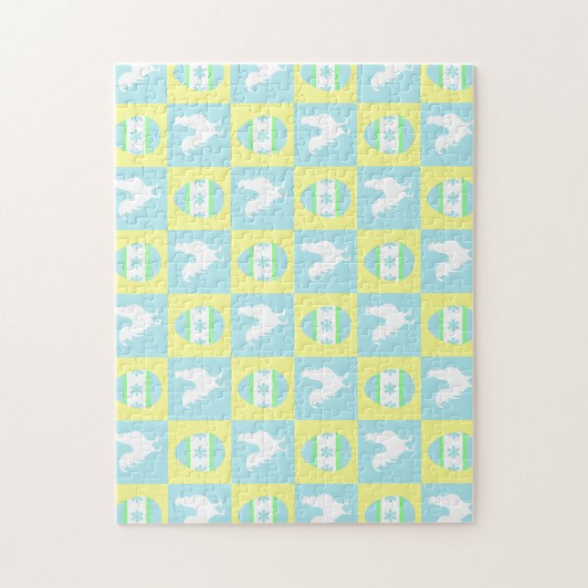 Puzzle Cool Pâques Checkerboard Motifs Coq oeufs (Vertical)