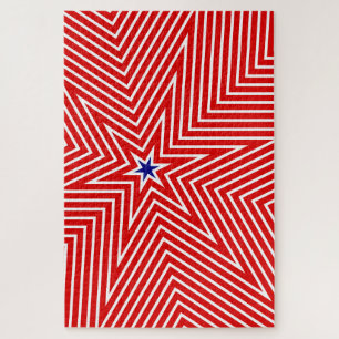 Puzzle Cool rouge et blanc Géométrique Star USA Drapeaux