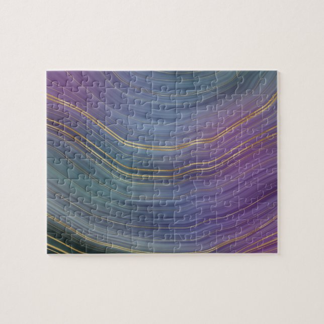 Puzzle Cool Strata | Belle Agate bleu violet et or (Horizontal)