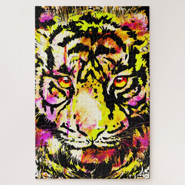 Puzzle cool Tiger - Puzzle de dessin Tiger Jaune (Vertical)