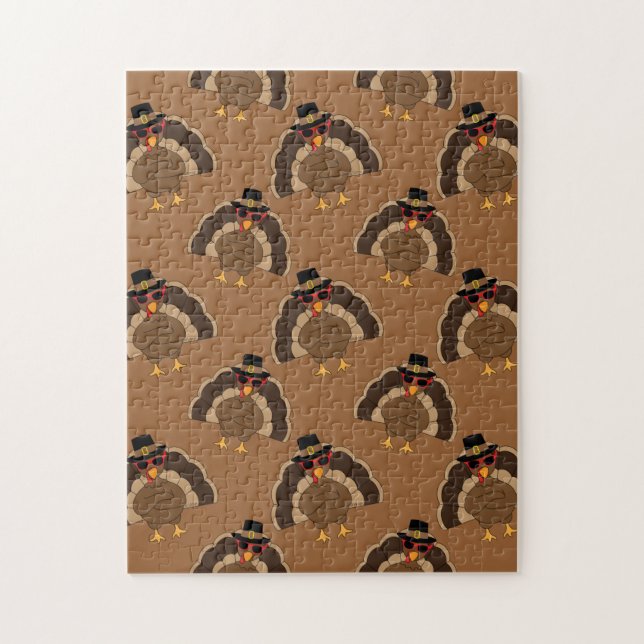 Puzzle Cool Turquie Thanksgiving fun brown motif (Vertical)