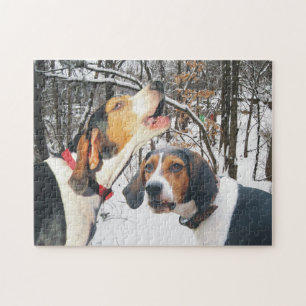 Puzzle Coonhounds de marcheur de Treeing en bois de Milou