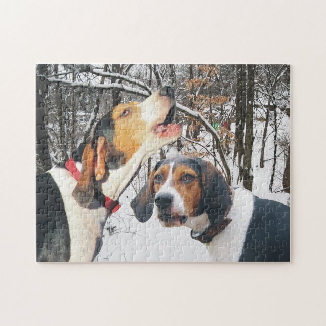 Puzzle Coonhounds de marcheur de Treeing en bois de Milou (Horizontal)