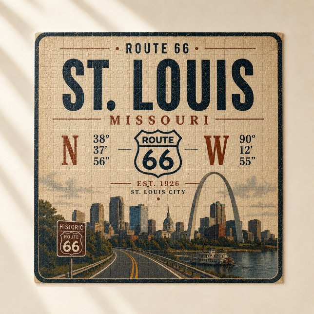 Puzzle Coordonnées de l'arche de la route 66 de St Louis (Créateur téléchargé)