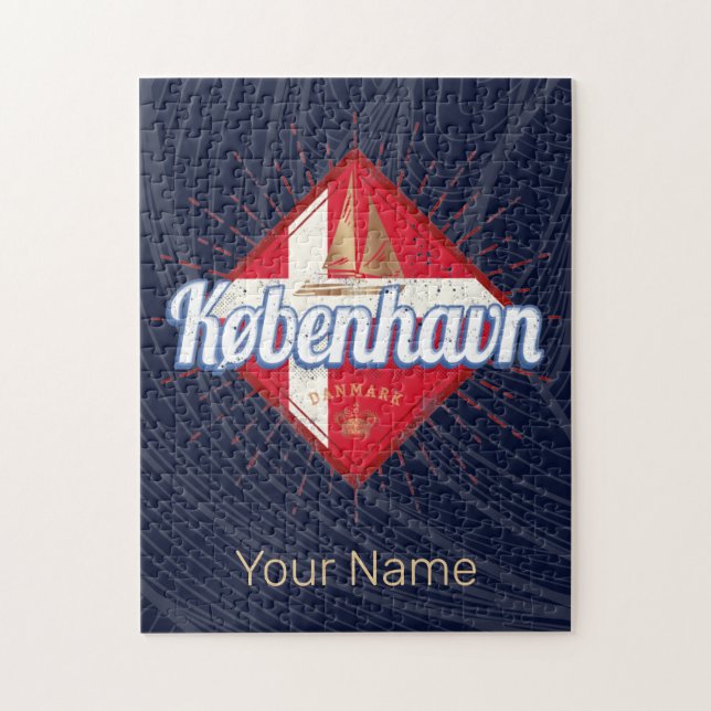 Puzzle Copenhague capitale Danemark Retro voilier (Vertical)