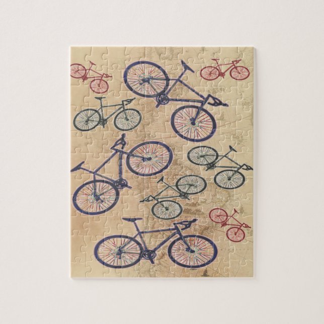Puzzle Copie de bicyclette sur la carte vintage (Vertical)