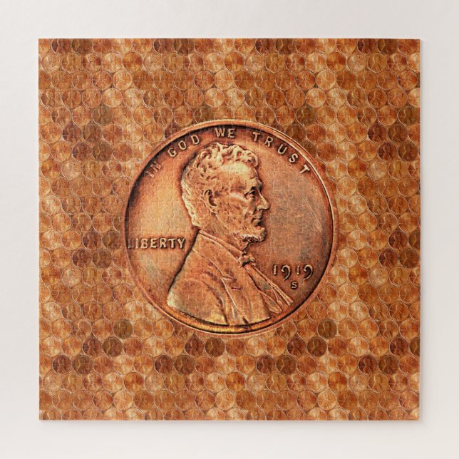 Puzzle Copper Abraham Lincoln penny (Vertical)