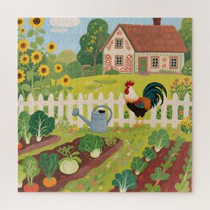 Puzzle Coq de jardin de ferme coloré