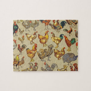 Puzzle Coq de volaille Poulet pays Poulet art vintage