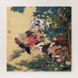 Puzzle Coq et Hen avec Hydrangeas par Ito Jakuchu