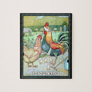 Puzzle Coq héracé avec Hen et Chicks