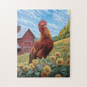 Puzzle Coq sur une peinture de la ferme de tournesol