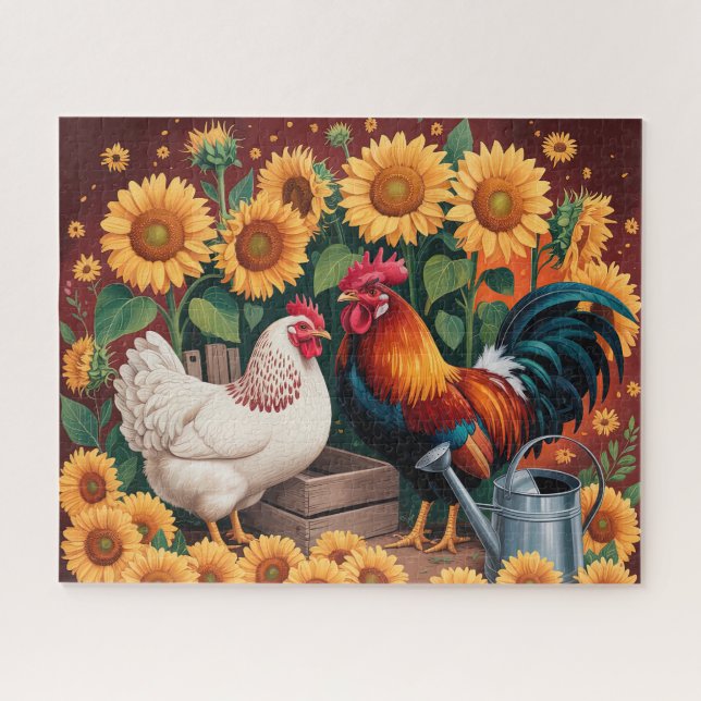 Puzzle Coq Tournesol Fantaisiste (Horizontal)