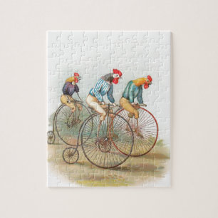 Puzzle Coqs vintages sur des vélos