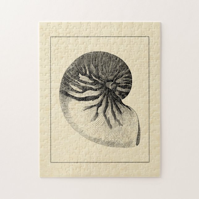 Puzzle Coque conique vintage noire et blanche (Vertical)