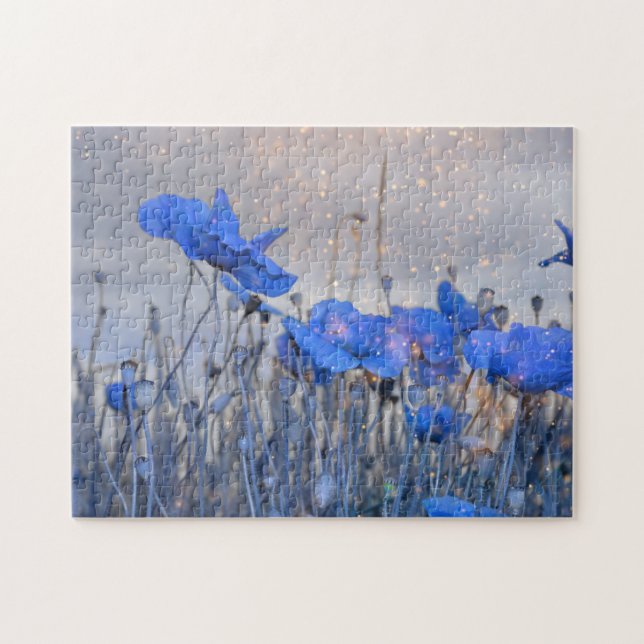 Puzzle Coquelicots en bleu (Horizontal)