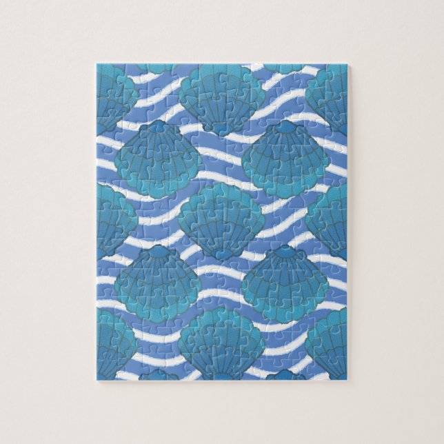 Puzzle Coquillage vintage Et Motif Vagues (Vertical)