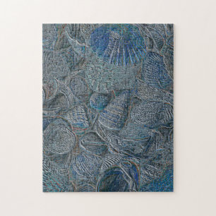 Puzzle Coquillages Océan Plage Bleu Métal Nautique