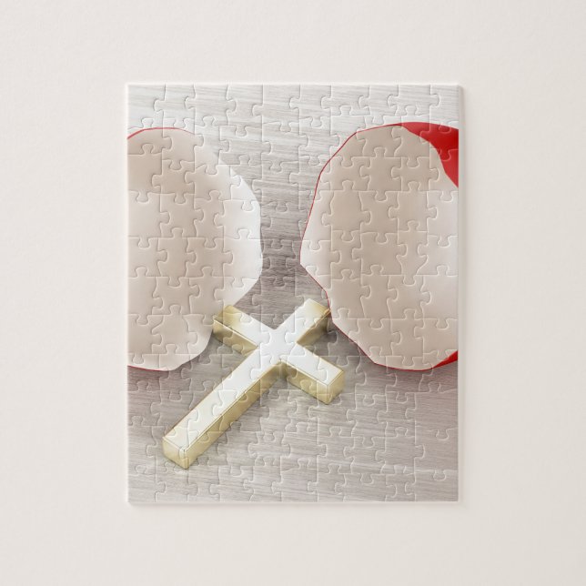 Puzzle Coquille d'oeuf et croix cassées (Vertical)