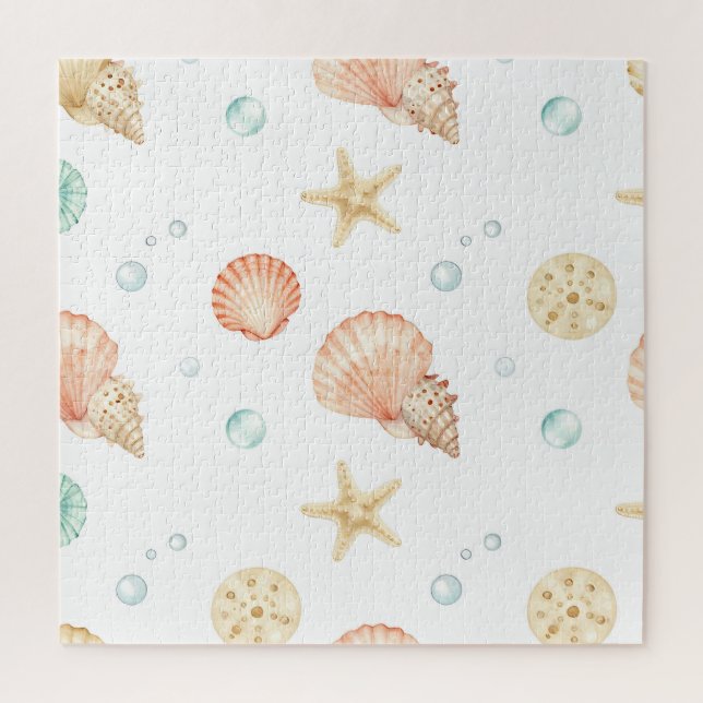 Puzzle Coquilles d'aquarelle Perles Motif côtier (Vertical)