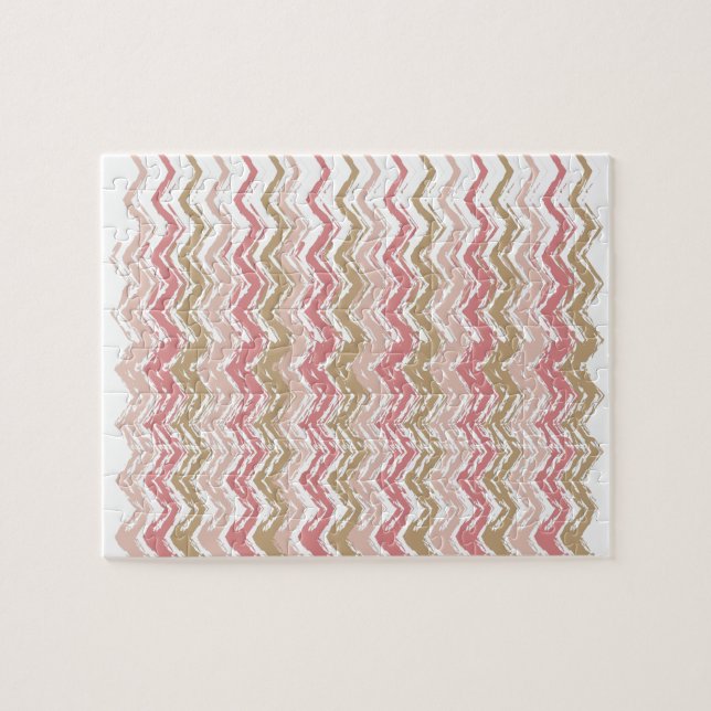 Puzzle Coral Spice Scribble ZigZag Chevron Motif (Horizontal)
