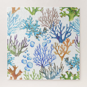 Puzzle Coraux dessinés à la main : motif sous-marin.