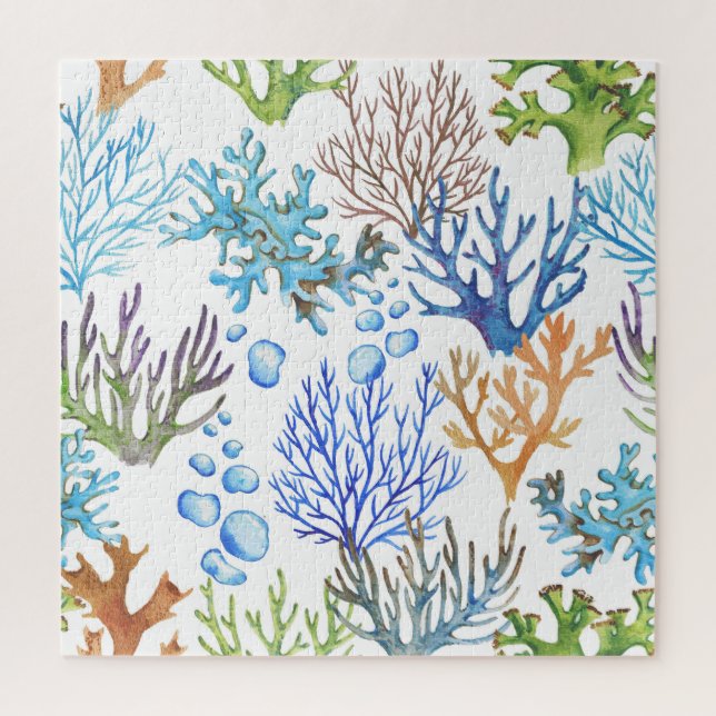 Puzzle Coraux dessinés à la main : motif sous-marin. (Vertical)