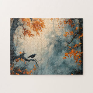Puzzle Corbeau à Misty Forêt d'automne