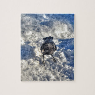 Puzzle Corbeau corbeau noir dans la photo de neige