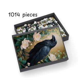 Puzzle Corbeau et fleur d'Imaginaire - Art mystique encha