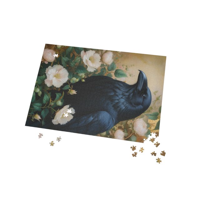 Puzzle Corbeau et fleur mystique - Art gothique enchanté (Mystical Raven & Bloom – Enchanted Gothic Art Jigsaw Puzzle)