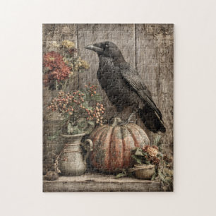 Puzzle Corbeau vintage et vie morte Citrouille