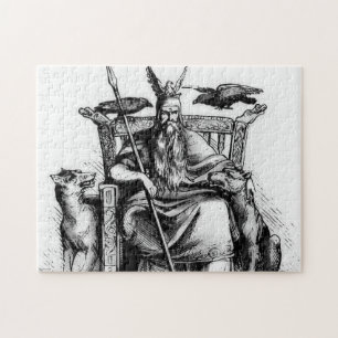 Puzzle Corbeaux d'Odin sur Trône de Pierre Mythologie Vik