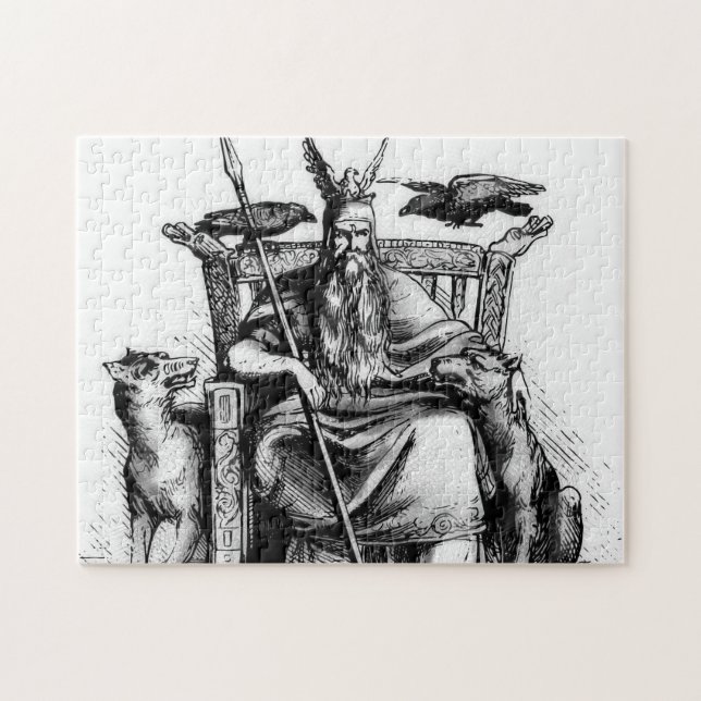 Puzzle Corbeaux d'Odin sur Trône de Pierre Mythologie Vik (Horizontal)