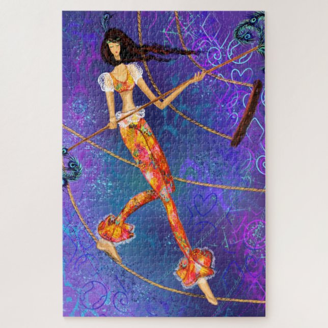 Puzzle Corde Acrobat - Cirque - Fille magique - Peinture  (Vertical)