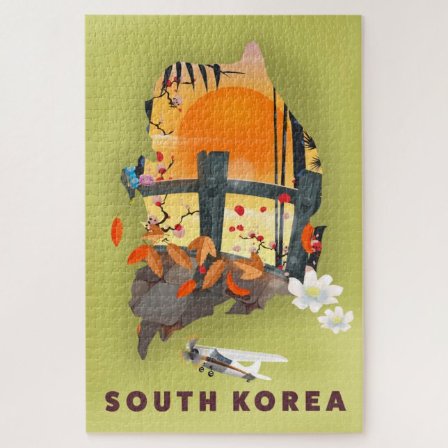 Puzzle Corée du Sud affiche illustrée (Vertical)