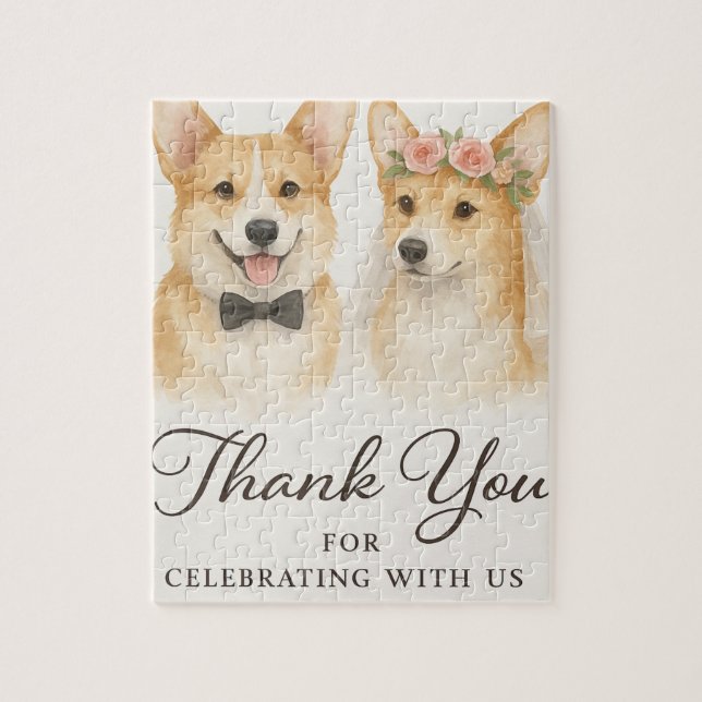 Puzzle Corgi Aquarelle Cadeau de Mariage  (Vertical)