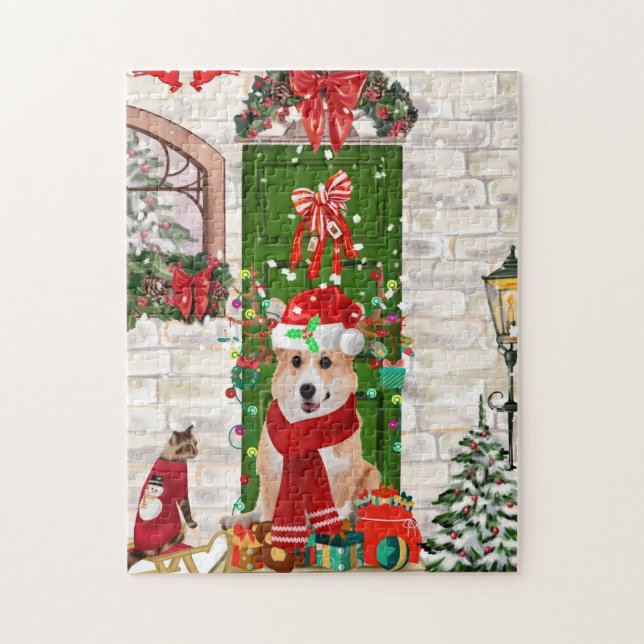 Puzzle corgi Chien Noël   (Vertical)