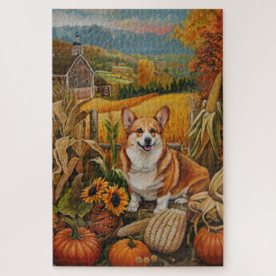 Puzzle Corgi Chien Récolte d'Automne Action de Grâce