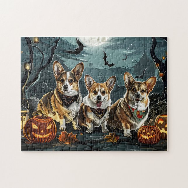 Puzzle Corgi Halloween Éffrayant (Horizontal)