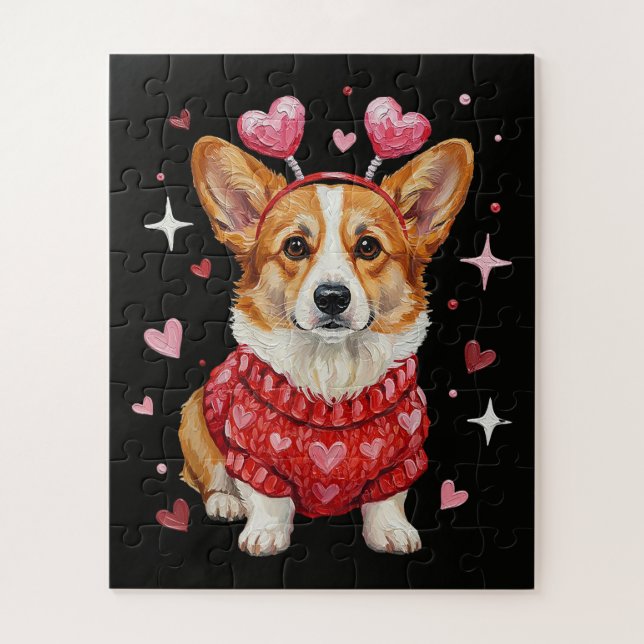 Puzzle Corgi Mignon Cœur Saint Valentin (Vertical)