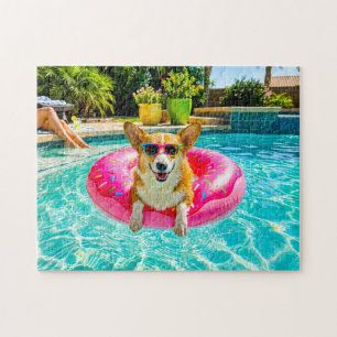 Puzzle Corgi sur un flotteur en donut