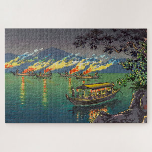 Puzzle Cormoran Nagaragawa Pêche par Tsuchiya Koitsu