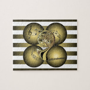 Puzzle Corne Française ~ Stripes Musicales ~ Globes Music