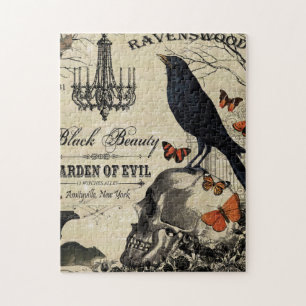Puzzle corneille et crâne vintages modernes de Halloween