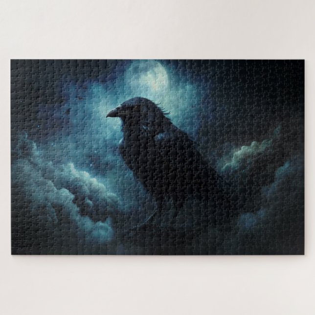 Puzzle Corneilles Éffrayantes de la Lune d'Halloween (Horizontal)